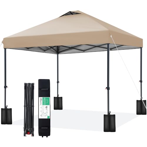 Image of JEAREY 10x10 Pop Up Canopy Tent, Easy Up Outdoor Market Canopy, Beige