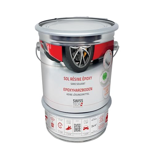 Baumax Sol en Résine Époxy Pour Béton | 3,8 KG - 24 m² | RAL 7030 - Gris Pierre | Revêtement pour sols de garage et de sous-sol | Sans solvant,...
