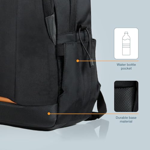 Image of hoi polloi Premium Laptop Backpack for Men & Women, 15.6 inch Office Laptop Bag with Separate iPad Pocket upto 11 inch, 27.6L Capacity, Water Resistant Polyester with Free Laptop Sleeve (Black, HPXL0002 SL1)