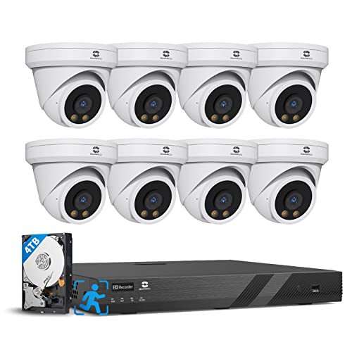 Gwsecu 4K Poe Security Camera System 16 Channel,4K 16Ch Nvr 4Tb, 8Pcs 8Mp Security Ip Cameras Wired With Person Detection, Built-In Mic, 2.8Mm Lens, Full-Color Night Vision,Outdoor Ip67,Gw-1608D8Mc #TOP8
