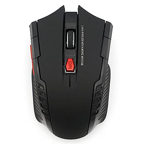 CHNNO1 Ratón óptico inalámbrico de 2000 DPI de 2,4 GHz para juegos de PC, portátiles, para jugadores, mouse inalámbrico con receptor USB, color negro