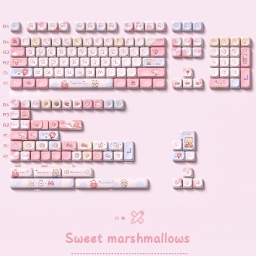 Marshmallow Theme keycaps 158 Key PBT keycaps SCA Custom keycap Set is Suitable for 61/87/104/108 Cherry MX Switch and Other Mechanical Keyboards - 4