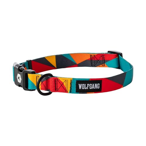 Wolfgang Heavy Duty, Adjustable Dog Collar with Quick Release Nylon Buckle for Walking & Training, ShatterShapes Print, Medium by Wolfgang Man & Beast - Used condition - US$17.75