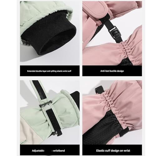 Guantes de esquí para niños y adolescentes impermeables con diseño simple 5