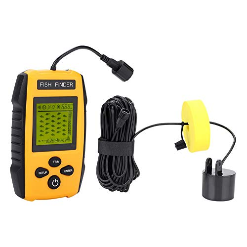 Localizador de peixes portátil de 100 m com sensor de sonar com fio transdutor e visor LCD