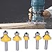 5Pcs Set 8mm Shank Round Over Router Bits, Woodworking Round Corner Milling Cutter Tool, YG8 Alloy Blade with Heat Coating, for MDF Solid Wood Particleboard Plywood Cabin