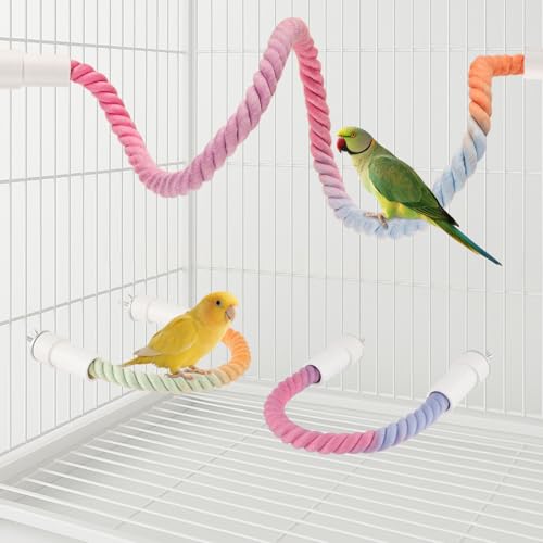 Image of 4Pcs Rope Perches for Bird Cages, Bendable Climbing Rope Cage Accessory Toy, Perfect for Parrots Cockatiels & Budgies, BirdToys, Swings & Ladders for Medium Birds