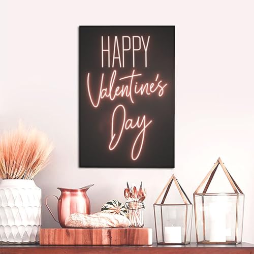 Lienzo de neón Happy Valentine's Day para decorar un dormitorio moderno 4