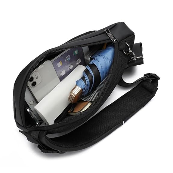 BROGBUS Polyester Waist Bags for Women and Men with Adjustable Strap Zip Clouse Waterproof Cross Body Sling Chest Bag for Travel Hiking, Grey 2