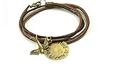  Leder Armband Buchstabe Gravur Vogel Schwalbe braun bronze Juvelato