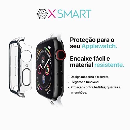 Capa Bumper Vidro Temperado compatível com relogio Apple Watch Series 7 41MM e 45MM (41MM, Transpare