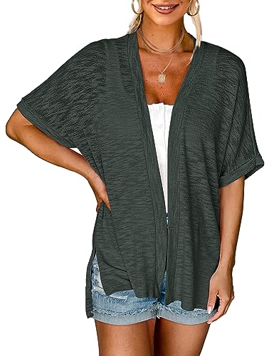 Image of MEROKEETY Womens 2025 Summer Lightweight Cardigan Short Sleeve Open Front Casual Loose Cover Ups