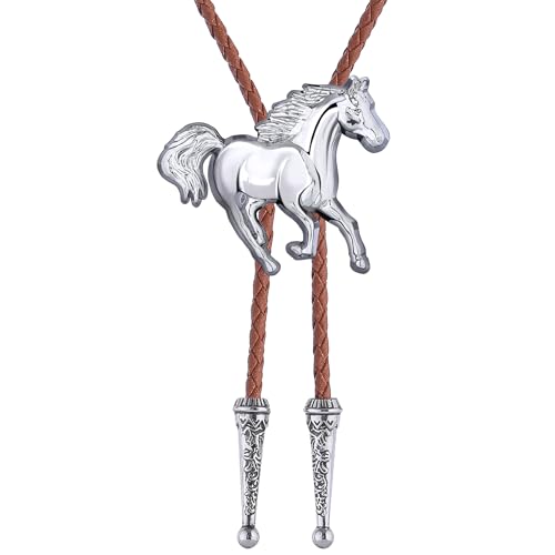 Image of GelConnie Bolo Ties for Men Women Western Cowboy Tie Mens Western Necklace Leather Necktie Gold Bolero Tie Cowboy Necklace