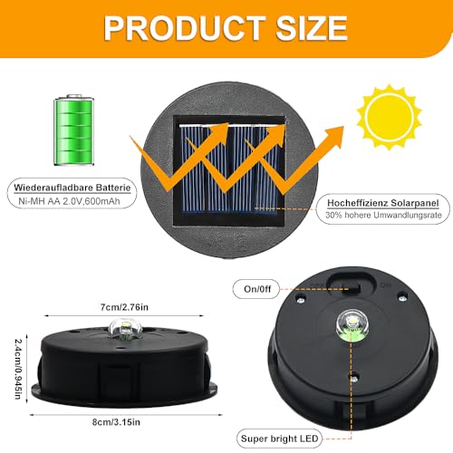 KQWVZ Solarlampen Ersatz Top, 8cm Ersatz Solarmodul Für Gartenleuchte,Solarleuchten Ersatzteile,Garten Solarleuchten Ersatzteile,Ersatz Solar LED Beleuchtung Rund Für Außen Garten Laterne Gartendeko