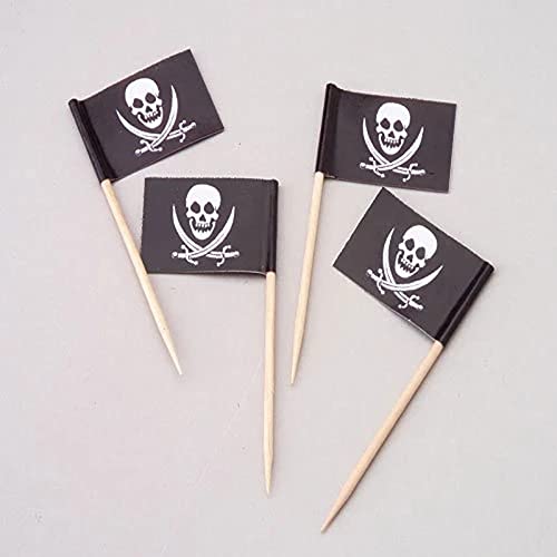 Binaryabc Pirate Flag Cake Toppers Cupcake Picks,Halloween Cake Decoration Party Supplies,100Pcs #TOP4