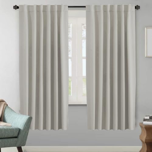 Image of H.VERSAILTEX Blackout Curtains Thermal Insulated Window Treatment Panels Room Darkening Blackout Drapes for Living Room Back Tab /Rod Pocket Bedroom Draperies (2 Panels, Pale Oak, 52 x 72 Inch)