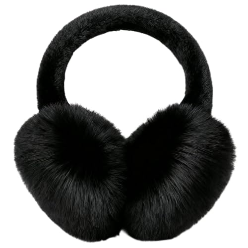 Winter Ear Muffs for Women Mens, Winter Faux Fur Earmuffs, Fluffy Cute Earmuffs, Foldable Ear Warmers for Mens Cold Outdoor
