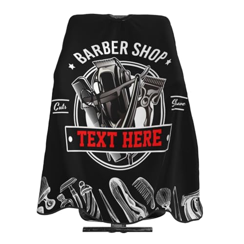 Custom Vintage Barbershop Tools Barber Cape for Men Personalized Logo Image Text Professional Hair Cutting Cape Customized Salon Haircut Apron for Home Salon and Barbershop