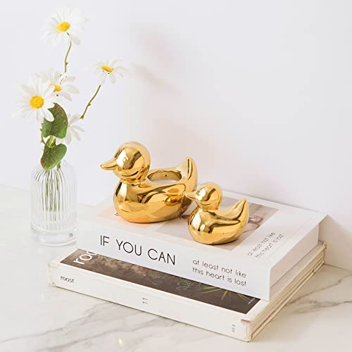 Gold Candle Holders Small Animal Statues Home Decor Modern Style Gold Decorative Ornaments For Living Room, Bedroom, Office Desktop, Cabinets,Shelf,Ceramic Duck #TOP6