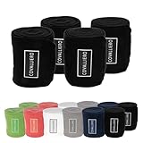 Covalliero – Fleecebandagen (4er Set) 350 cm – elastische Bandagen aus Anti-Pilling-Fleece – mit starkem Klettverschluss – Pferde-Beinschutz in Schwarz – Breite 12 cm