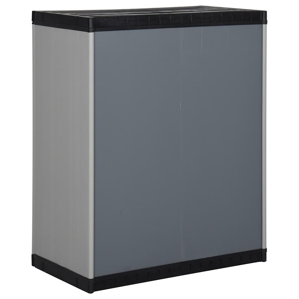 Armario de Jardín con 1 Estante, Gris y Negro, 68x40x85 cm, PVC y PP