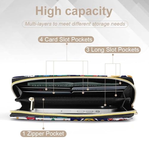 Mexican Talavera Italian Pottery Wristlet Wallets for Men Women Leather Purse Clutch Cute Card Holder4