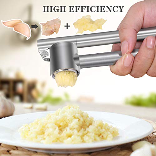 Mempedont Garlic Press Mincer - 304 Stainless Steel Garlic Crusher & Peeler Set, Detachable, Heavy-Duty, Rust Proof Garlic Mincer Design For Extracts More Garlic Paste Per Clove #TOP1