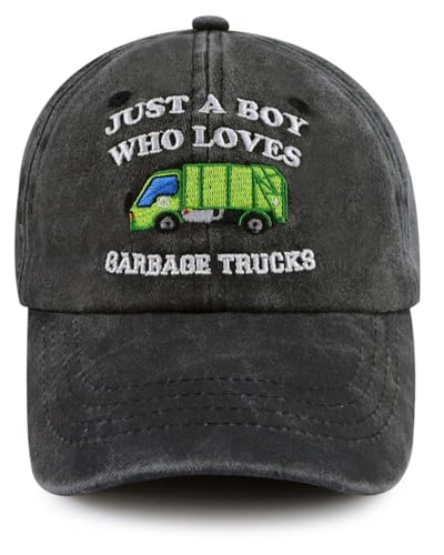 Trash Truck Toddler Hat for Boys Kid Party Decorations Ball Cap Funny Garbage Truck Baseball Cap Christmas Birthday Gifts for Kids Grandson Nephew Son Black