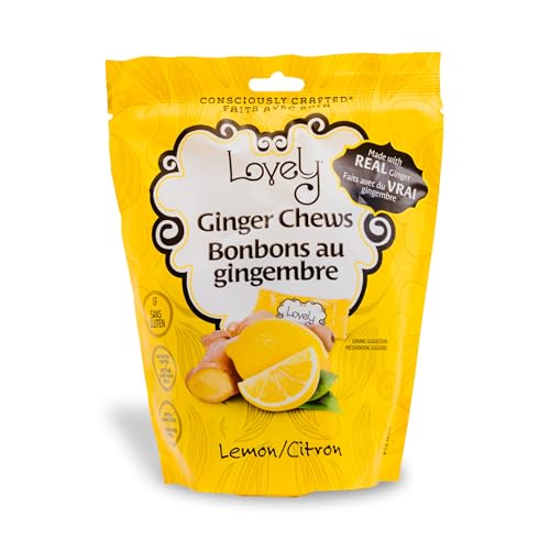 Lovely Candy Co. Lemon Ginger Chews, Made with Real Ginger, Individually Wrapped, 14oz (1-Pack) | Gluten-Free, Non-GMO, NO Artificial Ingredients, NO High Fructose Corn Syrup | Valentine's Candy Bag