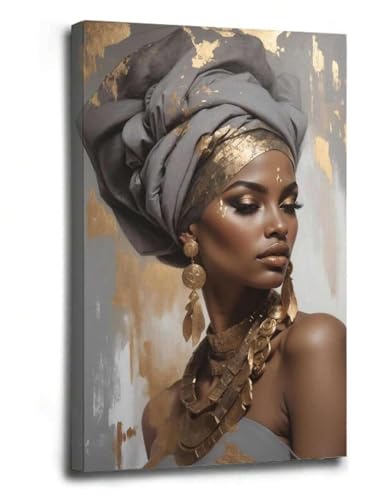 Affiche fille africaine rétro poster portrait femme noire pour salon 40x60cm