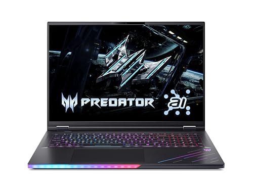 Acer Predator Helios 18 AI (PH18-73-96A7) Gaming Laptop, 18 Inch WQXGA MiniLED IPS 250Hz Display, Intel Core Ultra 9 275HX, 32 GB RAM, 2 TB SSD, NVIDIA GeForce RTX 5080, Windows 11, QWERTZ