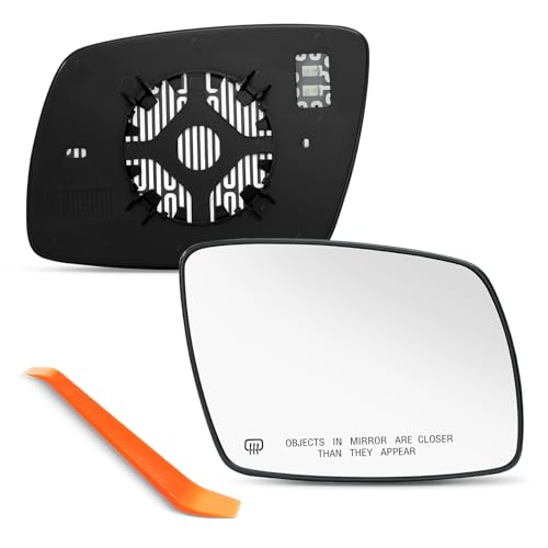 SNEMEEY Compatible with Dodge Journey Passenger Side Mirror 2009 2010 2011 2012 2013 2014 2015 2016 2017 2018 2019, Right Side Mirror Glass Replacement, Chrome, Power Heated with Backing Plate
