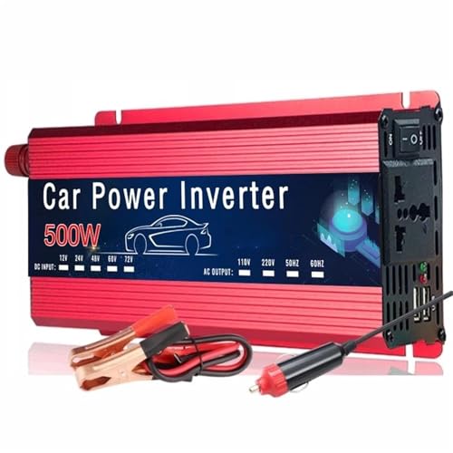 SPLACK Inversor Inversor De Corriente para Coche De 12V Y 220V Doble USB 500W 1500W 2000W con Enchufe Universal Solar para Teléfono Y Portátil Inversor de Corriente(500W)