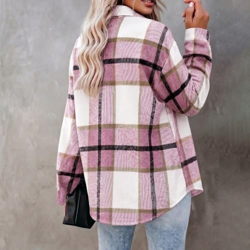Womens Flannel Plaid Jackets Casual Zip Up Shackets Witner Cropped Jacket - image 5