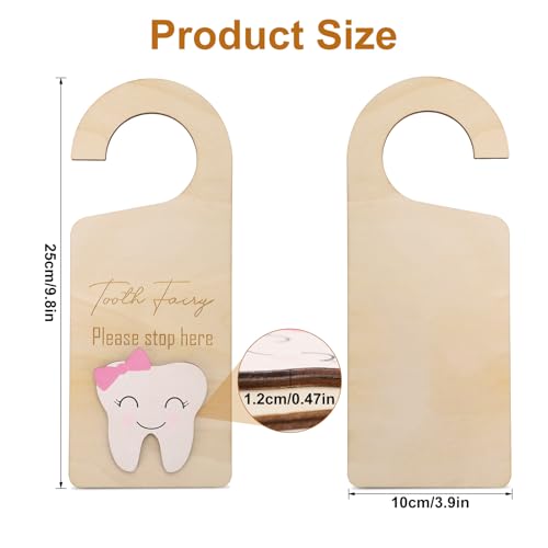 Cute Wooden Tooth Fairy Door Hanger with Money Holder, Comforting Kids with Lost Tooth - Image 2