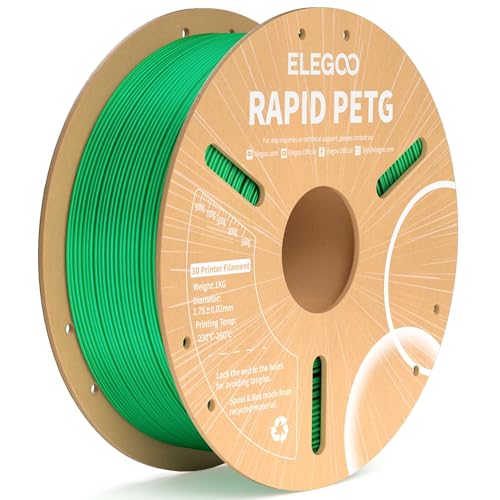 Image of ELEGOO Rapid PETG Filament 1.75mm Green 1KG, High Speed 30-600mm /s 3D Printer Filament Dimensional Accuracy + /- 0.02 mm, 1kg Cardboard Spool(2.2lbs) Fits for Most FDM 3D Printers