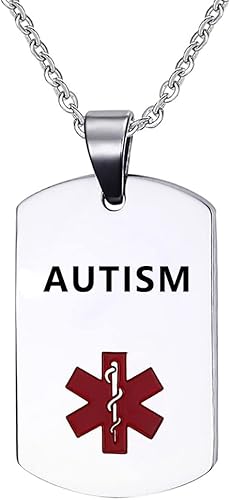 NanMuc Collar con dije de identificación de alerta médica para hombres y mujeres, acero inoxidable grabado tipo 2 diabetes, etiqueta de