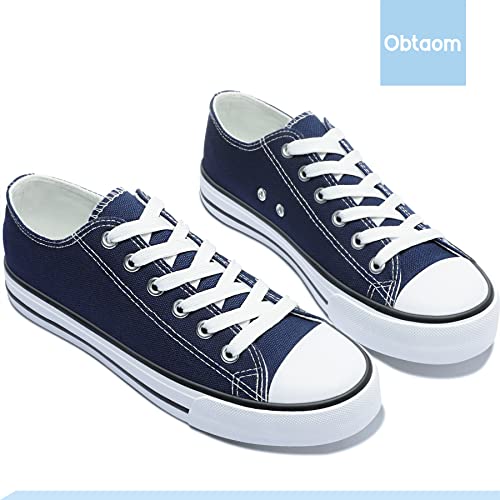 Obtaom Women’s Navy Canvas Shoes Low Top Fashion Sneakers Slip On Walking Shoe(Navy Us6) #TOP5