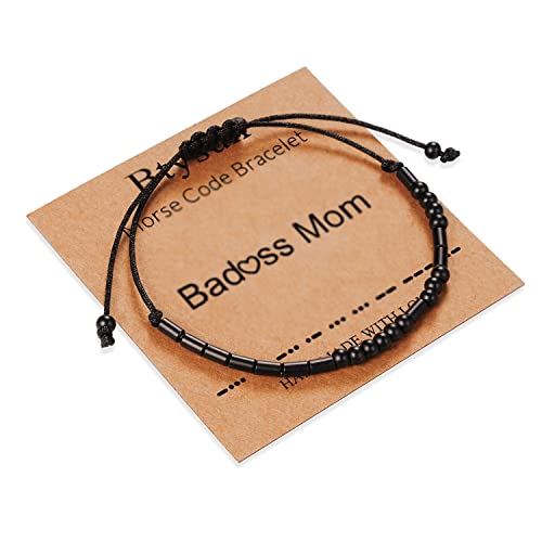 Morse Code Bracelets for Women Inspirational Gifts for Her Adjustable Black Adjustable Braided Men Bracelets Motivational Best Friend Birthday Gifts for Sister Daughter Mom Dad Christmas Jewelry…
