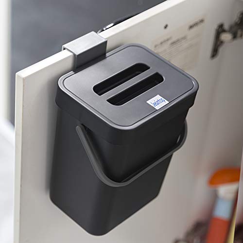 Jesintop Compost Bin For Kitchen Countertop Under Sink,Bathroom Hanging Small Trash Can With Lid,Mountable Food Waste Bucket,1.3 Gal/5 L Series,Black #TOP1