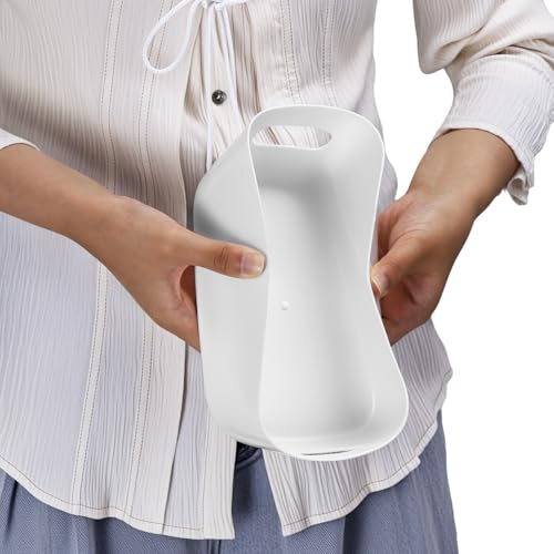 QWORK® 10 Stück weiße Kunststoff-Aufbewahrungsboxen mit Griff 20.5 * 14 * 7 cm, stapelbare PP-Behälter, ideal für Zuhause, Büro und Schule