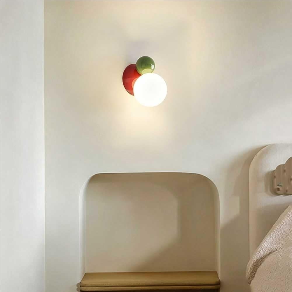 Modern Globe Wall Sconce Colorful Geometric Iron Fixture with 3 Color Temperature Modes and Rotomolded Shade for Nursery Bedroom Living Room image 3