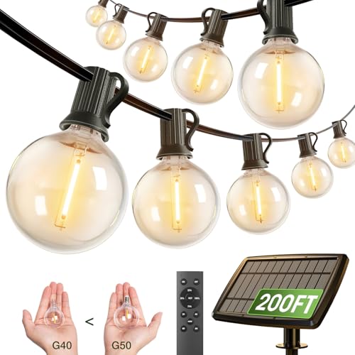 addlon 200FT Solar String Lights with USB Port (G50, 40 Bulbs)