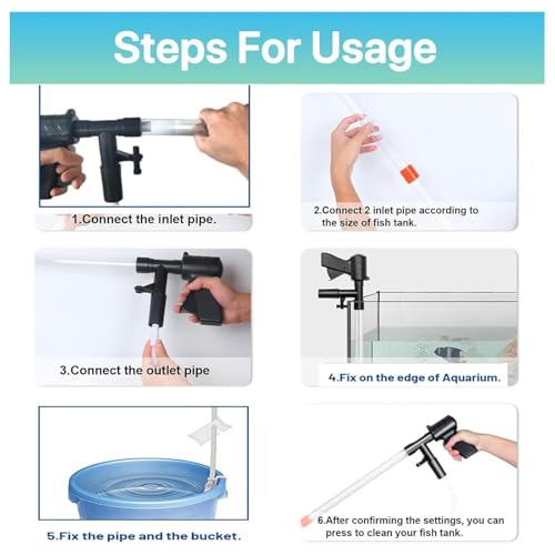 Aspiradora de grava para acuario con flujo ajustable y manguera de 3 m para un lavado eficiente de arena y filtrado de agua en tanques de peces