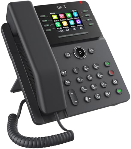 GEQUDIO GA-3 Festnetztelefon Schnurgebunden Anrufbeantworter Farbdisplay Tischtelefon für alle Anschlüsse FritzBox Speedport TAE Hybrid IP Deutsche Anleitung USB EU-Version