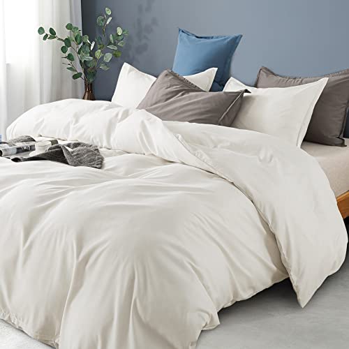 Kinmeroom Off White Ivory Duvet Cover Queen Size-Ultra Soft And Breathable 3 Pieces Bedding Duvet Cover Set With Zipper Closure-1 Duvet Cover And 2 Pillow Shams(90 * 90",Off White,Ivory) #TOP10