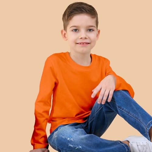 Toddler Long Sleeve Shirt Cotton Crewneck Tees Boy Kids T Shirts Tops Solid Color Baby Toddler Boys Shirts, 2T-5T4