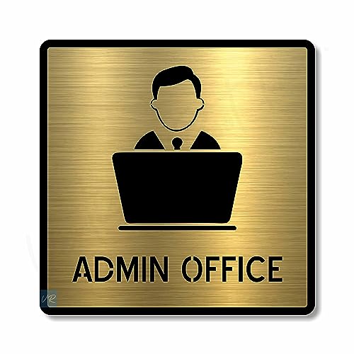 Vertical Root Inc Premium BRUSH GOLD Finish AcrylicADMIN OFFICE DOOR Sign Easy to Mount 3M Self-Adhesive Tape Signage for Hotel Office Resort Society Corporate Business.