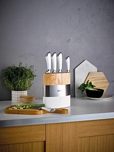 Richardson Sheffield Fusion 5 Piece Kitchen Knife Block Set, White, Stainless Steel, 18 x 10 x 37.6 cm