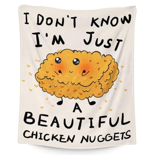 Mercuryelf Chicken Nugget Blanket - Soft, Fuzzy & Warm - 30x40 Inches Small Throw Blankets for Lap, Crib - Beige Cute Throws Gift for Chicken Nugget Lovers